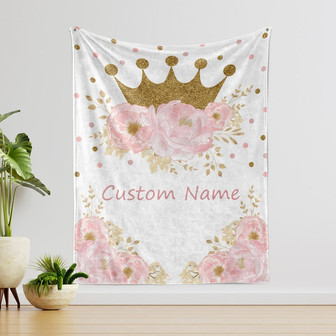 Custom Crown Blanket, Personalized Floral Blanket, Blanket for New Baby, Blanket for Baby born, Blanket for Children, Custom Gift. - Thegiftio UK