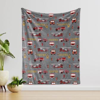 Custom Fire Truck Baby Blanket, Fire Truck Personalized Blanket, Pattern Throw Blanket, Personalized Fire Truck Blanket, Fireman Blanket. - Thegiftio UK