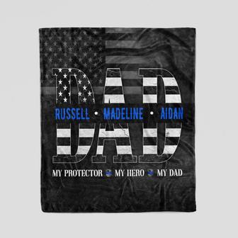 Custom Name Blanket, Gift For Dad, Father's Day Gift, Blanket For Police,Personalized Gift For Father, Back The Blue Blanket, Christmas Gift - Thegiftio UK