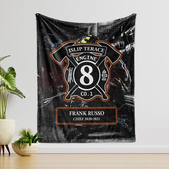 Custom Name Blanket, Firefighter Department Blanket, Number, Blanket For Firefighter, Gift For Father, Back The Red Blanket, Gift Fireman. - Thegiftio