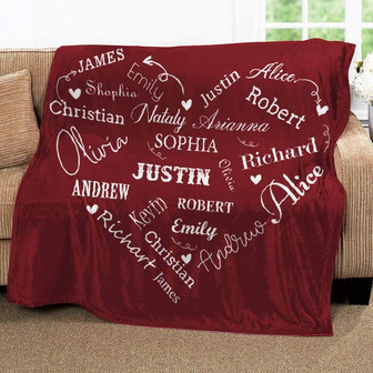 Custom Name Blanket, Personalized Name Blanket, Monogrammed Blankets, Heart Shape With Name Blanket, Grandma Blanket - Thegiftio