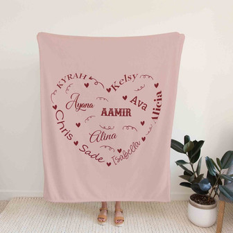 Custom Name Blanket, Family Name Blanket, Heart Name Blanket, Mother Blankets, Grandma Blanket - Blanket Gift for Mom, Grandma - Thegiftio UK