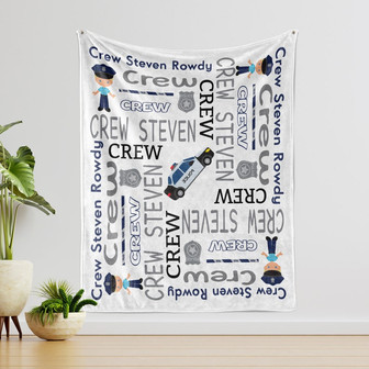 Custom Police Baby Blanket With Name, Personalized Baby Blanket, Police Car Blanket, Gift For Baby, Baby Birthday Gift. - Thegiftio UK