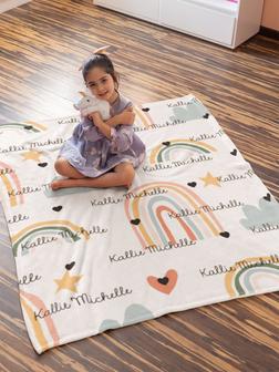Custom Rainbow Blankets, Custom Baby Blankets, Baby Blankets, Personalized Baby Blankets, Baby Blanket With Name, Baby Boy Blankets - Thegiftio