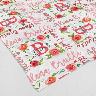 Custom Rose Baby Blanket With Name, Personalized Baby Blanket, Flower Blanket, Gift For Baby Girl, Baby Birthday Gift. - Thegiftio UK