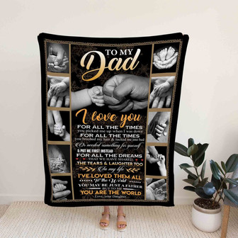 To My Dad Blanket, Holding Of Hand Blanket, Hand Blanket, Family Blanket, Custom Name Blanket, Gift Blanket - Thegiftio UK