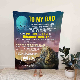 To My Dad Blanket, Lion Blanket, Family Blanket, Custom Name Blanket, Blanket For Gift - Thegiftio UK