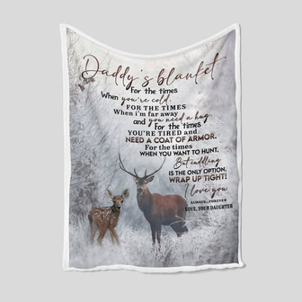 Daddy's Blanket, Personalized Name Blanket, Deers Blanket, Papa Blankets, Family Throw Blanket, Blankets For Dad - Thegiftio UK