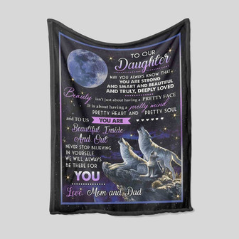 To Our Daughter Blanket, Wolf Blanket, Moon Blanket, Custom Name Blanket, Family Blanket, Gift Blanket - Thegiftio UK