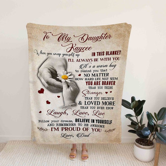 To My Daughter Blanket, Hand Blanket, Daisy Blanket, Heart Blanket, Custom Name Blanket, Family Blanket - Thegiftio