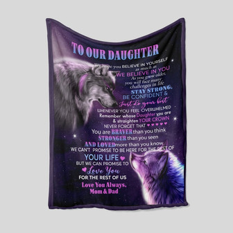 To Our Daughter Blanket, Personalized Name Blanket, Wolf Blanket, Mom Blanket, Family Throw Blanket, Blankets For Girls, Blanket For Gifts - Thegiftio UK