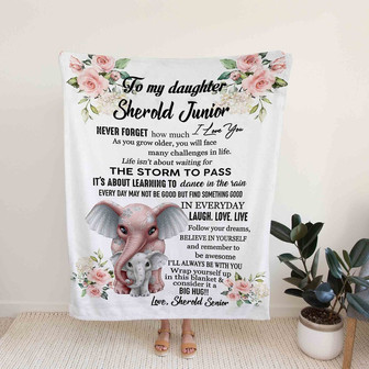 To My Daughter Blanket Blanket, Flower Blanket, Elephant Blanket, Custom Name Blanket, Family Blanket, Gift Blanket - Thegiftio UK