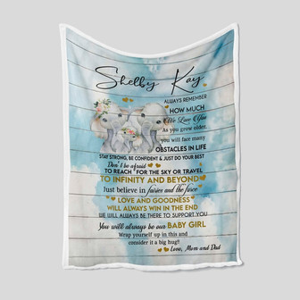To My Daughter Blanket, Personalized Name Blanket, Elephant Blanket, Mom Blanket, Family Throw Blanket, Blankets For Girls - Thegiftio UK