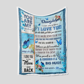 To My Daughter Blanket, Blue Butterfly Blanket, Blanket For Daughter, Blanket For Girl, Family Throw Blanket, Blankets For Gift - Thegiftio UK