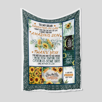 To My Daughter-In-Law Blanket, Sunflower Blanket, Blanket For Daughter, Blanket For Girl, Family Throw Blanket, Blankets For Gift - Thegiftio UK