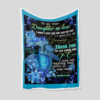 To My Daughter-In-Law Blanket, Sea Turtle Blanket, Blanket For Daughter, Blanket For Girl, Family Throw Blanket, Blankets For Gift - Thegiftio UK