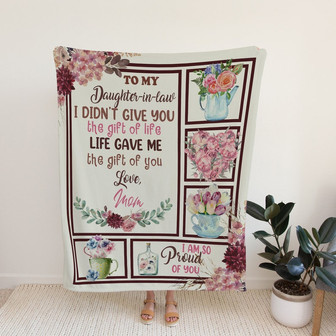 To My Daughter-In-Law Blanket, Beautiful Flower Blanket, Blanket For Daughter, Blanket For Girl, Family Throw Blanket, Blankets For Gift - Thegiftio UK
