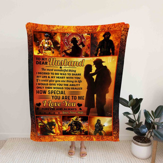 To My Dear Husband Blanket, Firefighter Blanket, Custom Name Blanket, Family Blanket, Gift Blanket - Thegiftio UK