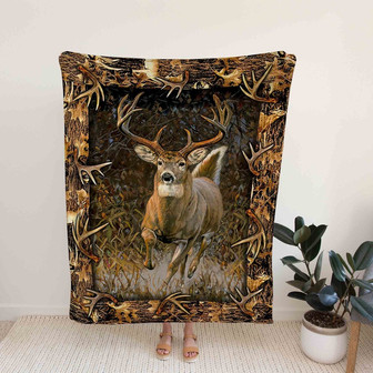 Deer Blanket, Antler Blanket, Family Blanket, Wall Art Blanket, Gift Blanket - Thegiftio UK
