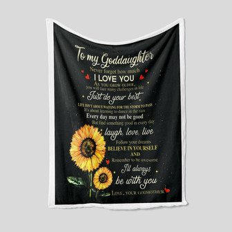 To My Goddaughter Blanket, Personalized Name Blanket, Sunflower Blanket, Godmother Blanket, Family Throw Blanket - Blankets for girl - Thegiftio UK
