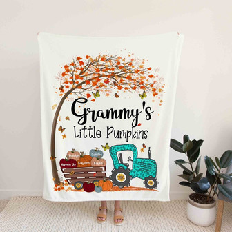 Grammy's Little Pumpkins Blanket, Truck Blanket, Pumpkin Blanket, Butterfly Blanket, Custom Name Blanket, Gift Blanket - Thegiftio