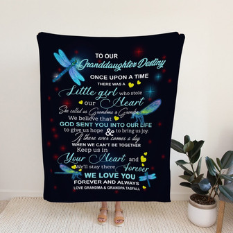 To My Granddaughter Blanket, Custom Name Blanket, Family Blanket, Dragonfly Blanket, - Blanket for Girl, Granddaughter Blanket - Thegiftio UK