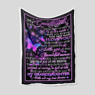 To My Granddaughter Blanket, Personalized Name Blanket, Violet Butterfly Blanket, Grandpa Blanket, Family Throw Blanket - Blankets for girls - Thegiftio UK