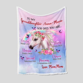 To My Granddaughter Blanket, Personalized Name Blanket, Unicorn Blanket, Grandpa Blanket, Family Throw Blanket - Blankets for girl - Thegiftio UK