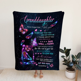 To My Granddaughter Blanket, Personalized Name Blanket, Violet Butterfly Blanket, Grandpa Blanket, Family Throw Blanket - Blankets for girl - Thegiftio UK