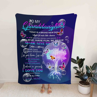 To My Granddaughter Blanket, Grandma Blanket, Butterfly Blanket, Custom Name Blanket, Family Blanket, Gift Blanket - Thegiftio UK