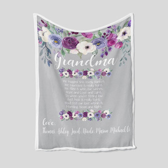 Grandparents Blanket, Personalized Name Blanket, Flowers Blanket, Grandpa Blanket, Grandma Blanket, Family Throw Blanket - Blankets for gift - Thegiftio UK