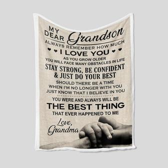 To My Grandson Blanket, Personalized Name Blanket, Grandpa Blanket, Grandma Blanket, Family Throw Blanket, Blankets For Girls and Boys - Thegiftio UK