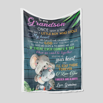 To My Grandson Blanket, Personalized Name Blanket, Elephant Blanket, Family Blanket - Thegiftio UK