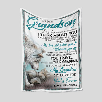 To My Grandson Blanket, Personalized Name Blanket, Wolves Blanket, Grandma Blanket, Family Throw Blanket, Blankets For Girls - Thegiftio UK