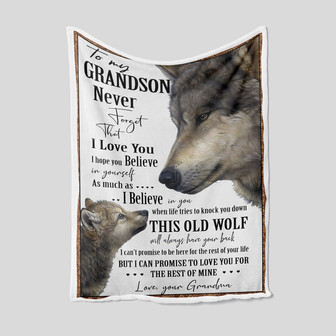 To My Grandson Blanket, Personalized Name Blanket, Wolves Blanket, Grandma Blanket, Family Throw Blanket, Blankets For Girls - Thegiftio UK