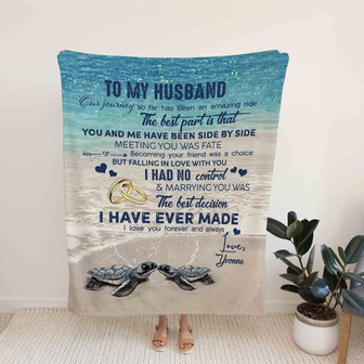 To My Husband Blanket, Turtle Blanket, Beach Blanket, Family Blanket, Custom Name Blanket, Gift Blanket - Thegiftio UK
