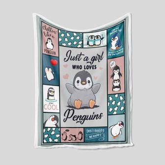 Just A Girl Who Love Penguins Blanket, Blanket For Gifts, Family Throw Blanket - Blankets for girls and boys - Thegiftio UK
