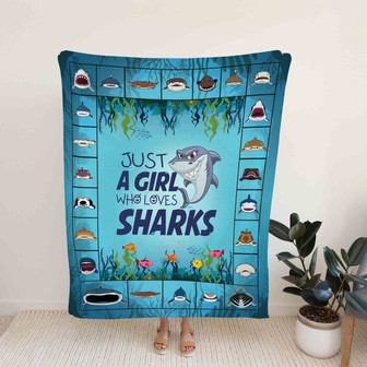 Just A Girl Who Loves Sharks Blanket, Sharks Blanket, Blanket For Girl, Blanket For Gift - Thegiftio