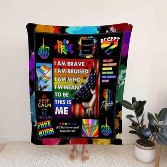 LGBT Pride Blanket, I Am Brave Blanket, LGBT Canvas, Blanket For Gift - Thegiftio UK