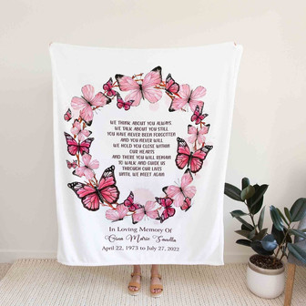 In Loving Memory Of Blanket, Butterfly Blanket, Custom Name Blanket, Memorial Blanket, Gift Blanket - Thegiftio UK