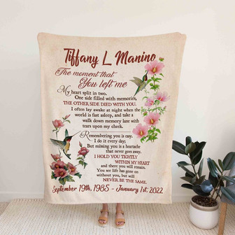 The Moment That You Left Me Blanket, Flower Blanket, Hummingbird Blanket, Custom Name Blanket, Memorial Blanket, Gift Blanket - Thegiftio UK