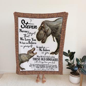 To My Nephew Blanket, Personalized Name Blanket, Dinosour Blanket, Aunt And Uncle Blanket, Family Throw Blanket, Blankets For Boys - Thegiftio UK
