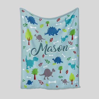 Personalize Dinosaur Blanket, Custom Baby Blanket, Custom Name Blanket, Baby Blanket With Name, Gift Blanket For Baby, Blanket For Christmas - Thegiftio UK