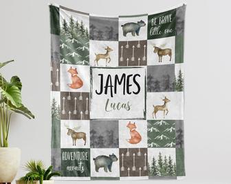 Personalized Animal Blanket, Custom Name Baby Blanket, Gift Idea For Baby, Blanket for New Baby, Blanket for Children, Safari Animals. - Thegiftio UK
