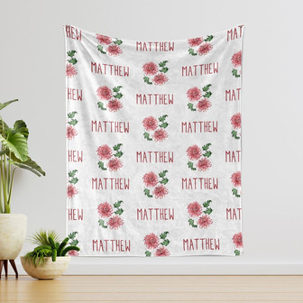 Personalized Birth Flower Print on Blanket, Gift for Mother, Blanket for New Baby, Girlfriend, Blanket for Nursery, Blanket for Children - Thegiftio