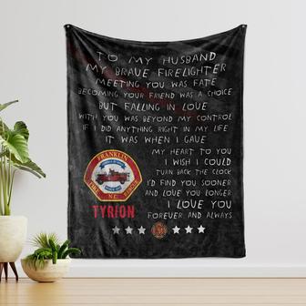 Personalized Blanket for Fireman with Name, Custom Logo Fire Department, Blanket For Firefighter, Gift For Father, Back The Red Blanket. - Thegiftio UK