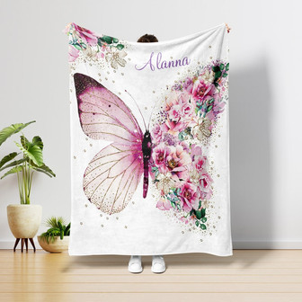 Personalized Blanket Gift for Baby, Custom Butterfly Blanket, Butterfly Blanket, Christmas Gifts for Daughter, Blanket For Baby, X'mas Gift - Thegiftio UK