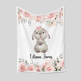 Personalized Bunny Blanket, Custom Bunny Blanket With Name, Custom Baby Blanket, Baby Blanket With Name, Christmas Gift Blanket - Thegiftio UK