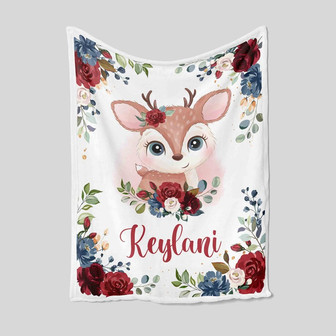 Personalized Deer Blanket, Custom Baby Blanket With Name, Custom Kid Blanket, Family Blanket, Blanket For Baby, Gift Blanket For Christmas - Thegiftio UK