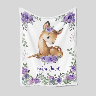 Personalized Deer Blanket, Personalized Name Blanket, Custom Name Blanket, Baby Blanket, Gift Blanket For Baby, Nursery Blanket - Thegiftio UK